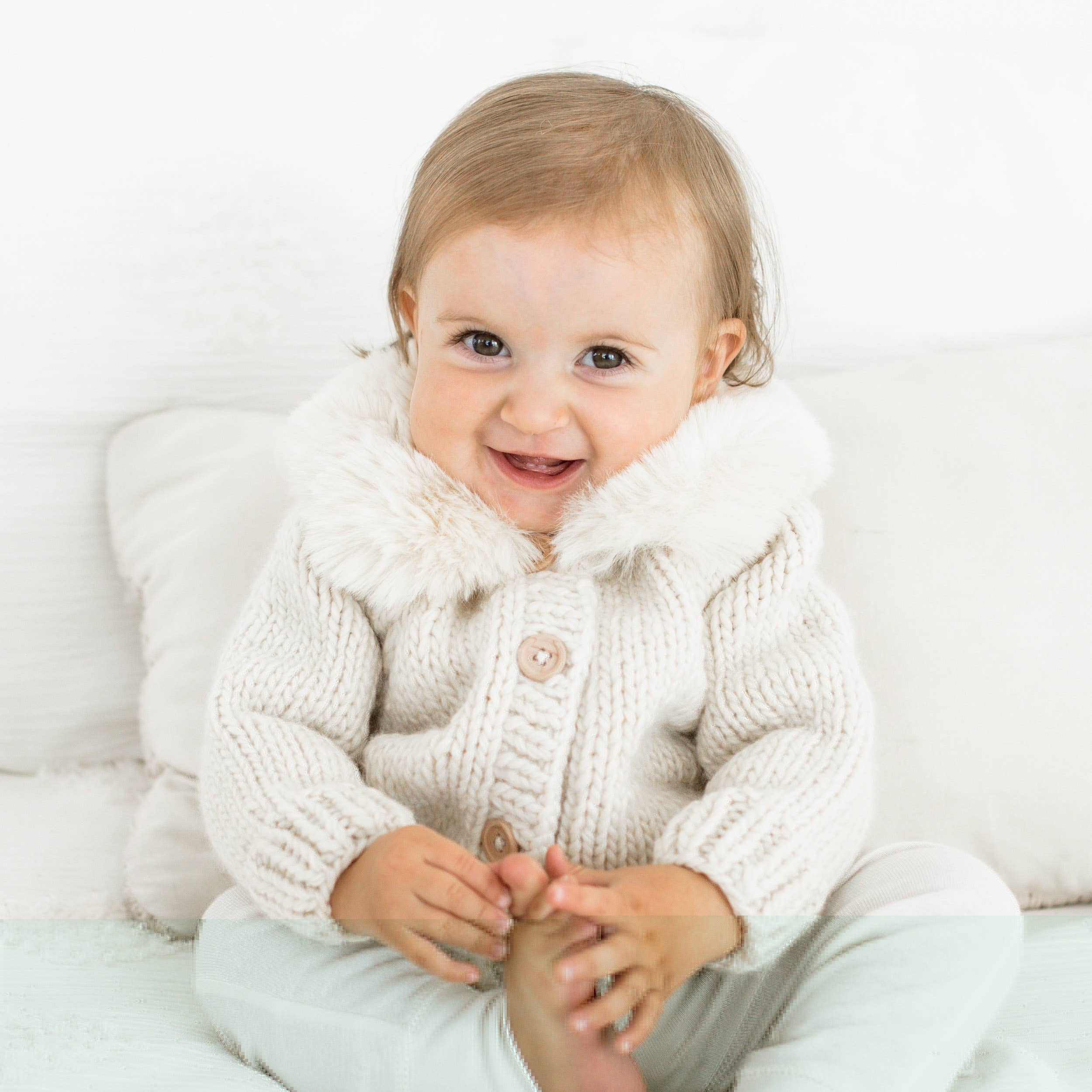 Fur Collar Natural Cardigan Sweater Baby & Toddler