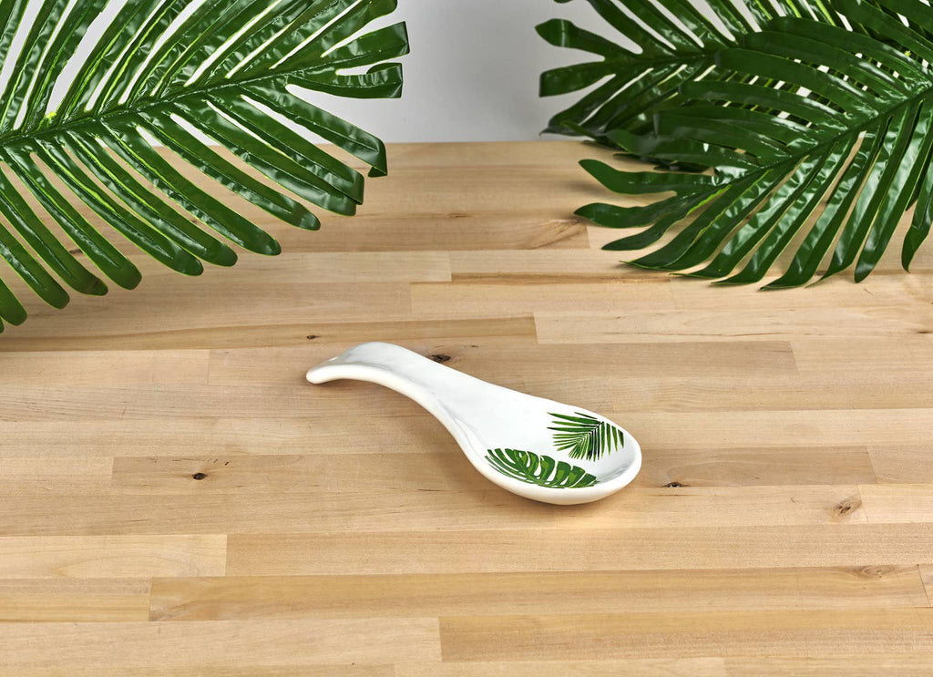 Palm Leaf Ceramic Spoon Holder