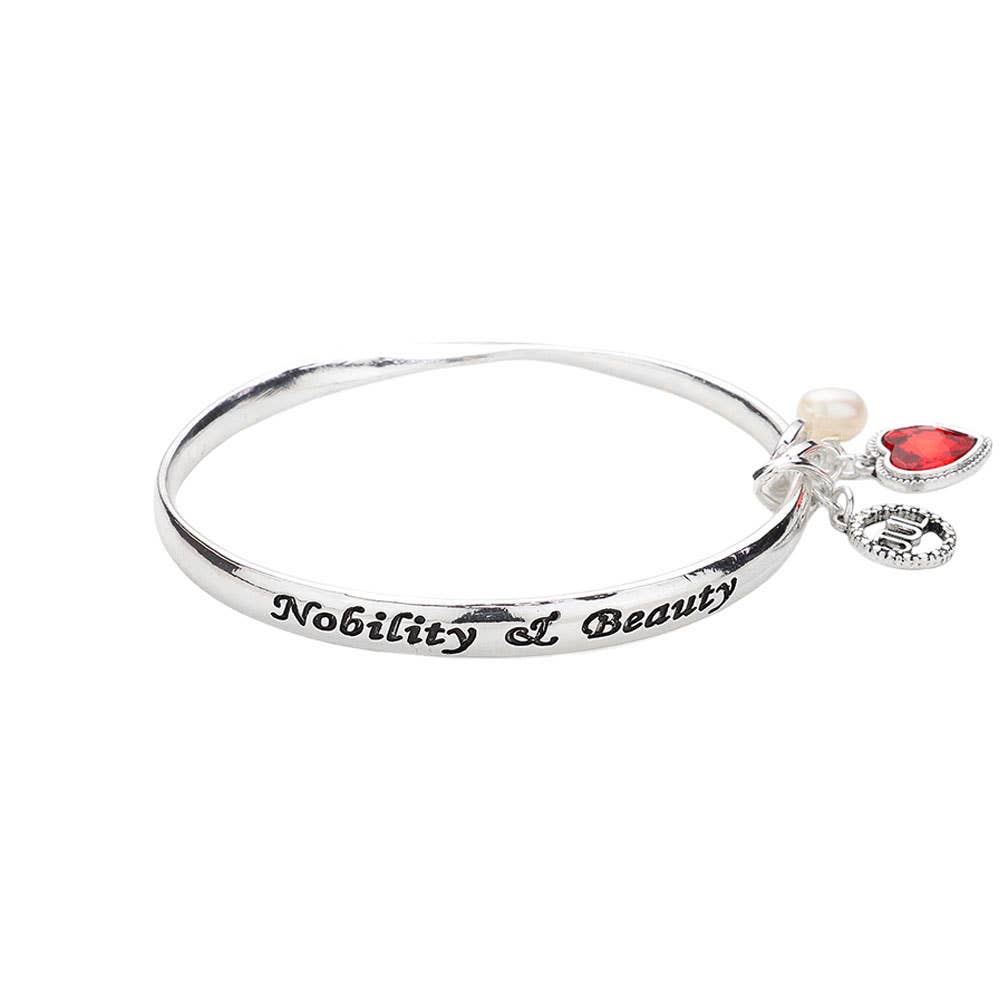 Heart Birthday Stone Charm Dangle Bracelet