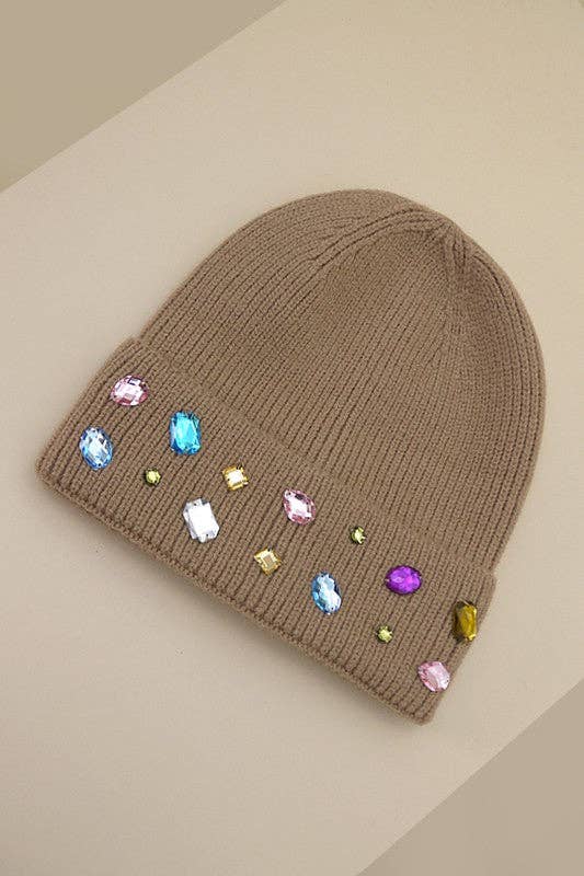 JEWELED EMBELLISHMENT BEANIE
