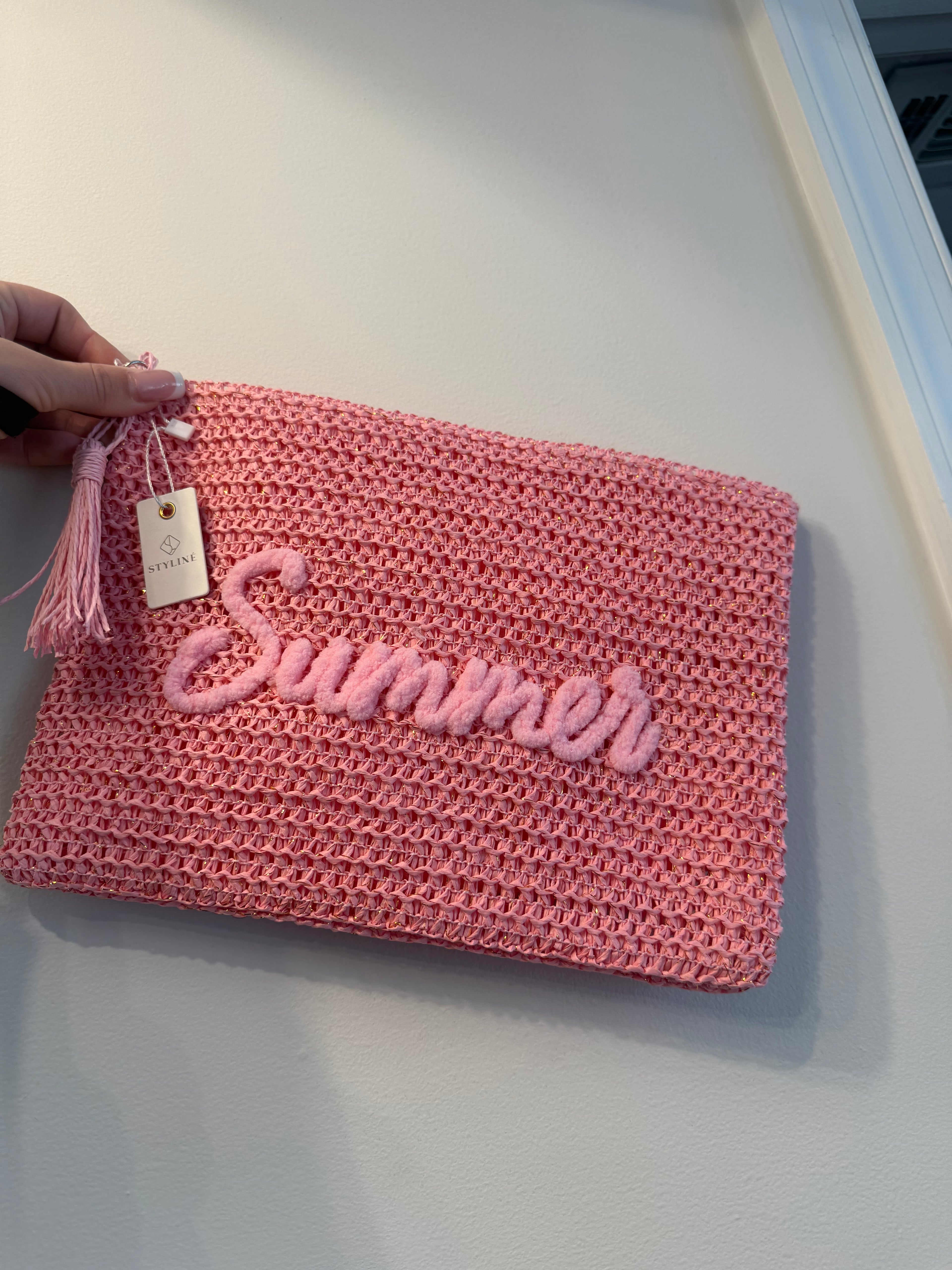 SUMMER Embroidery Woven Straw Pouch Bag