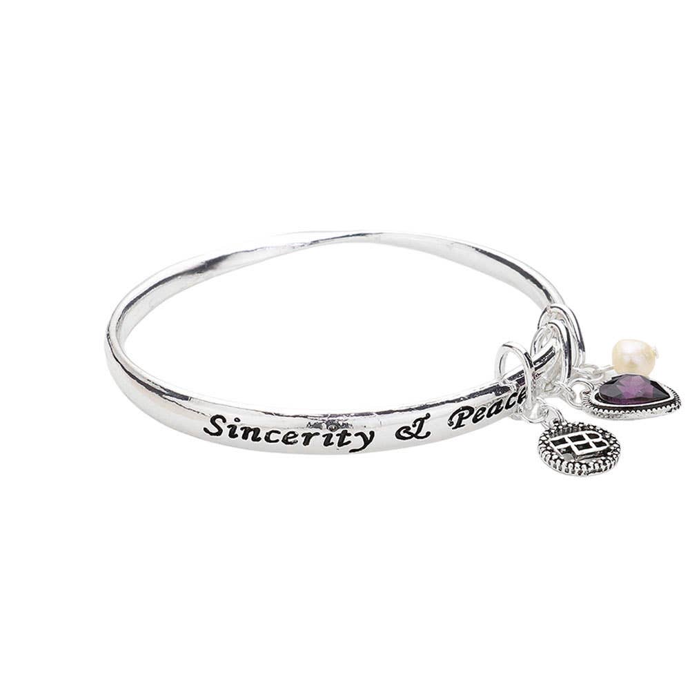 Heart Birthday Stone Charm Dangle Bracelet