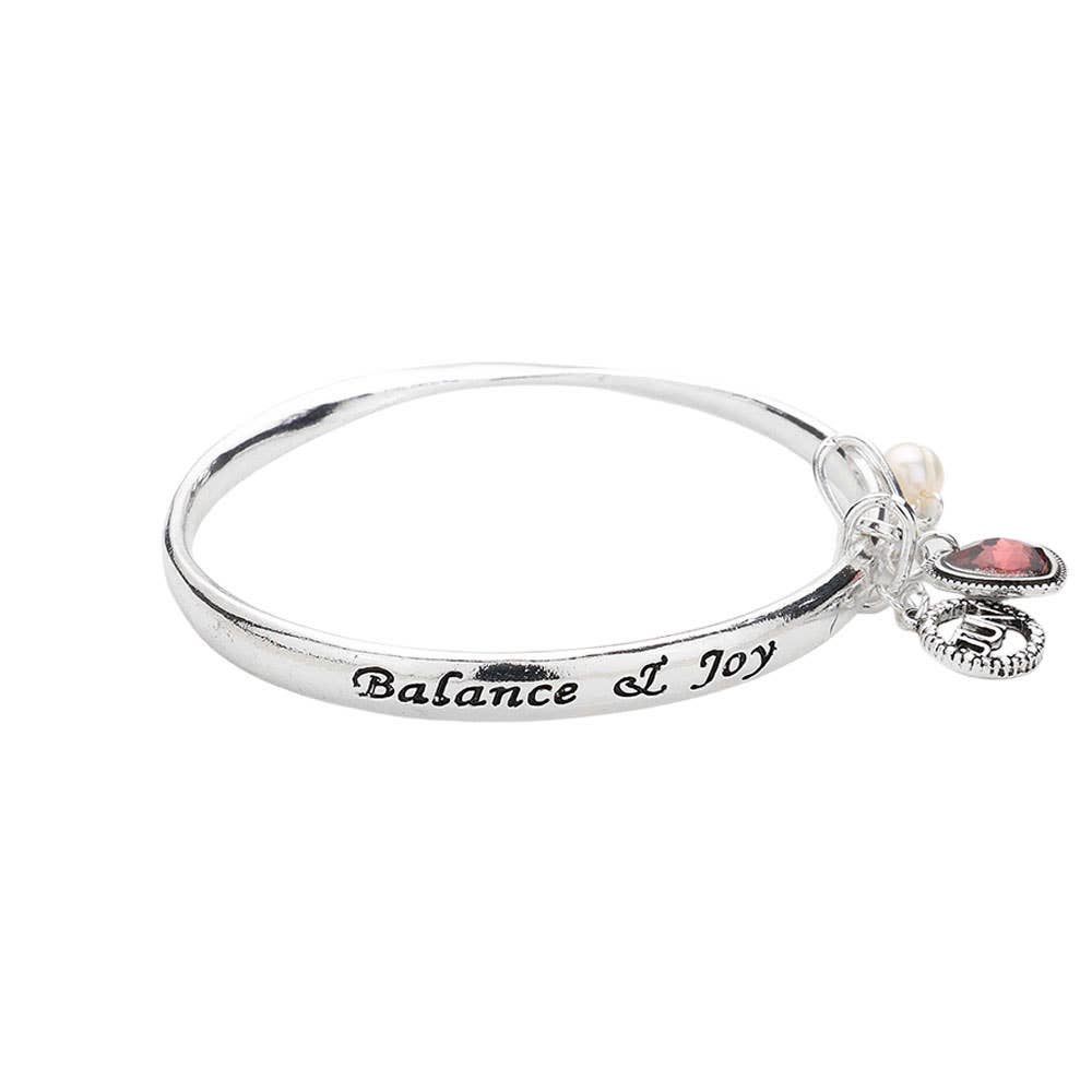 Heart Birthday Stone Charm Dangle Bracelet