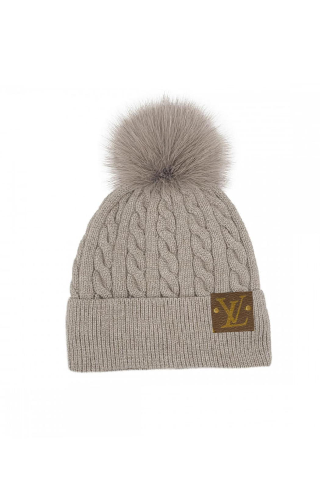 LV Cable Knit Pom Beanie