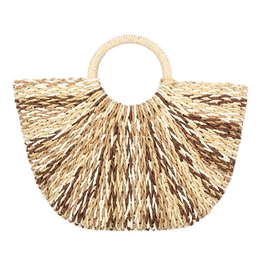 Round Top Handle Woven Crossbody Bag