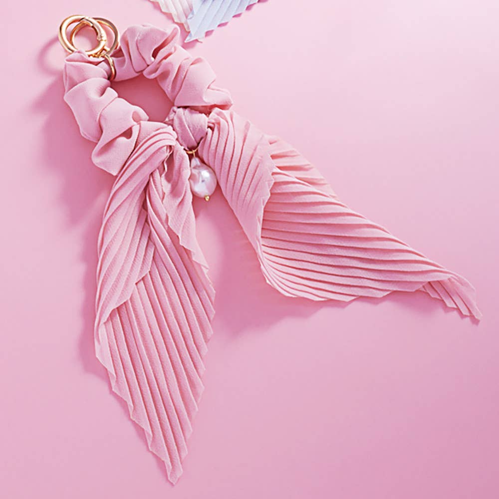 Pearl Stretch Ribbon Keychain Bracelet Scrunchie Hairband