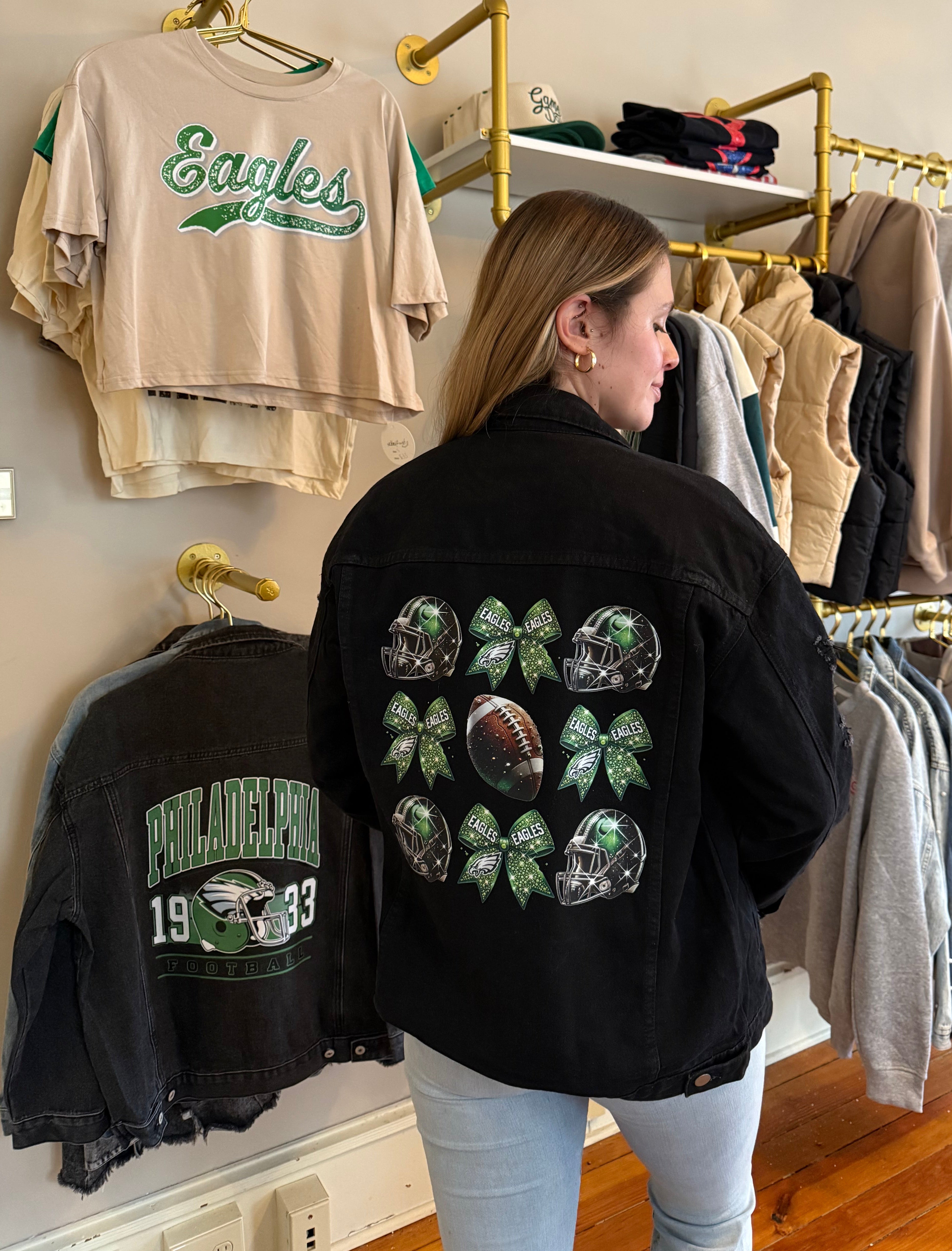 Custom Eagles Bow Jean Jacket