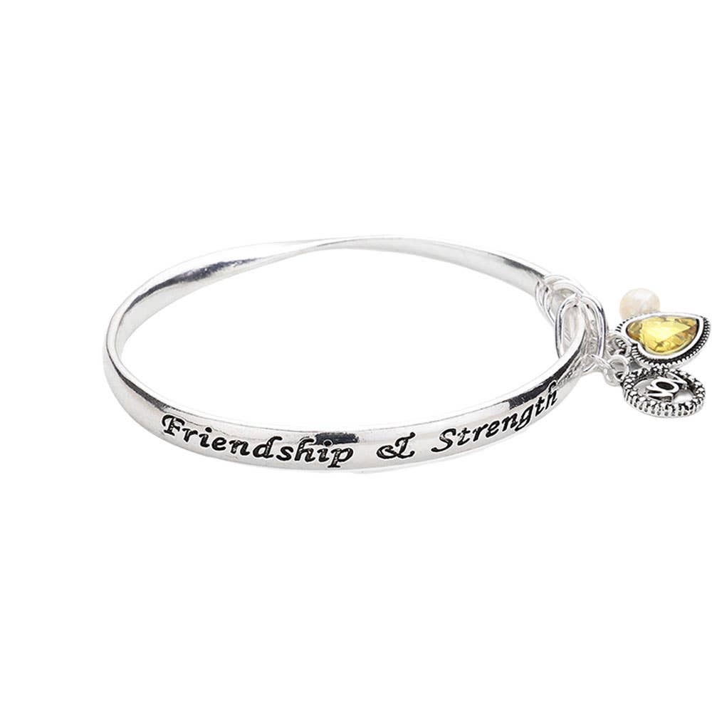 Heart Birthday Stone Charm Dangle Bracelet