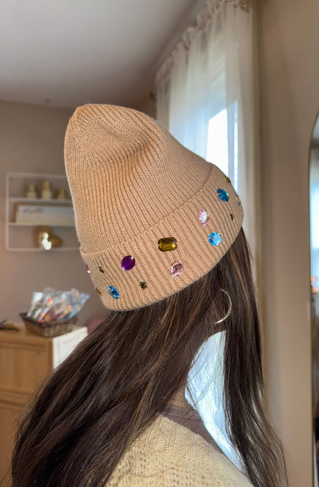 JEWELED EMBELLISHMENT BEANIE