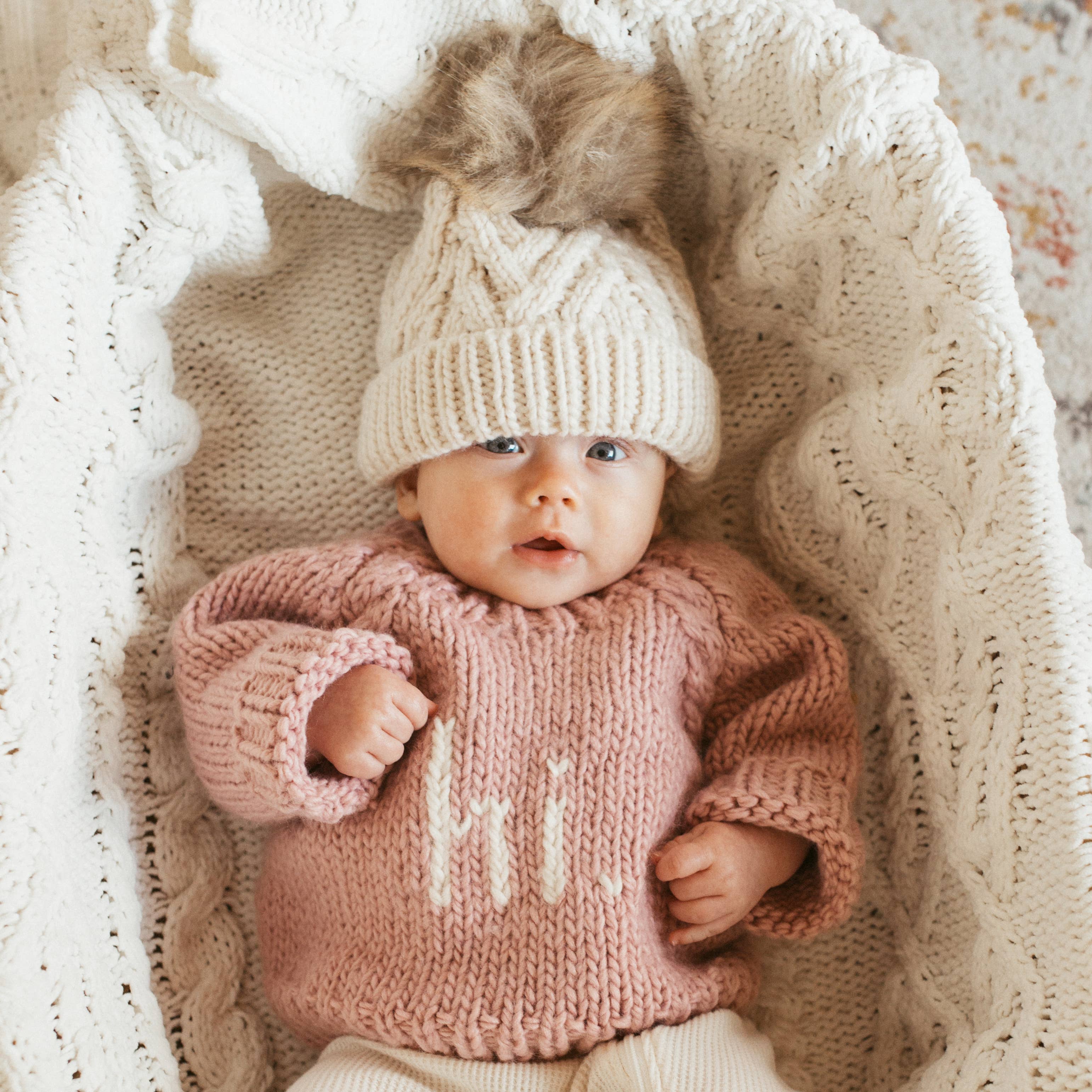 "Hi" Rosy Crew Neck Sweater Baby & Toddler