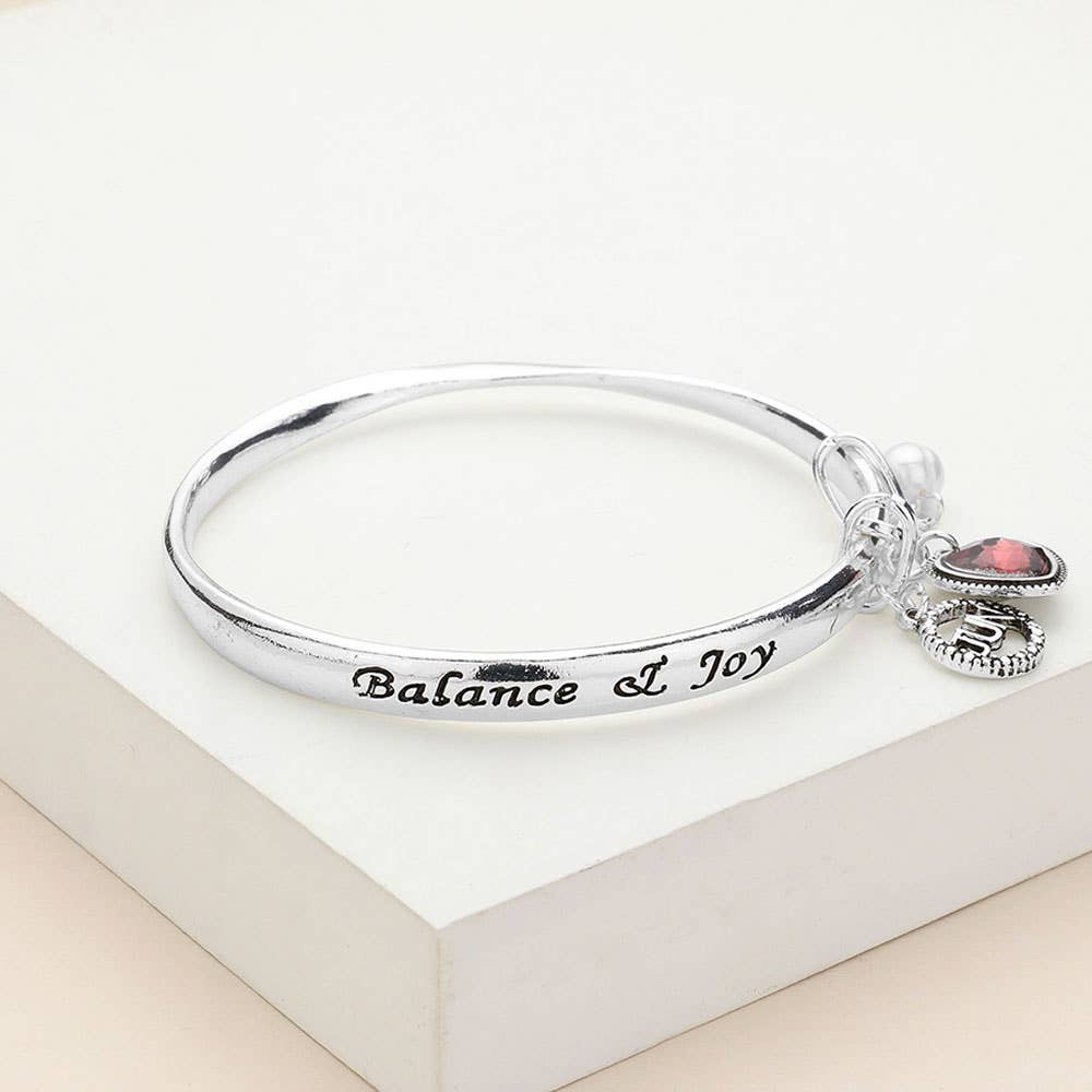 Heart Birthday Stone Charm Dangle Bracelet
