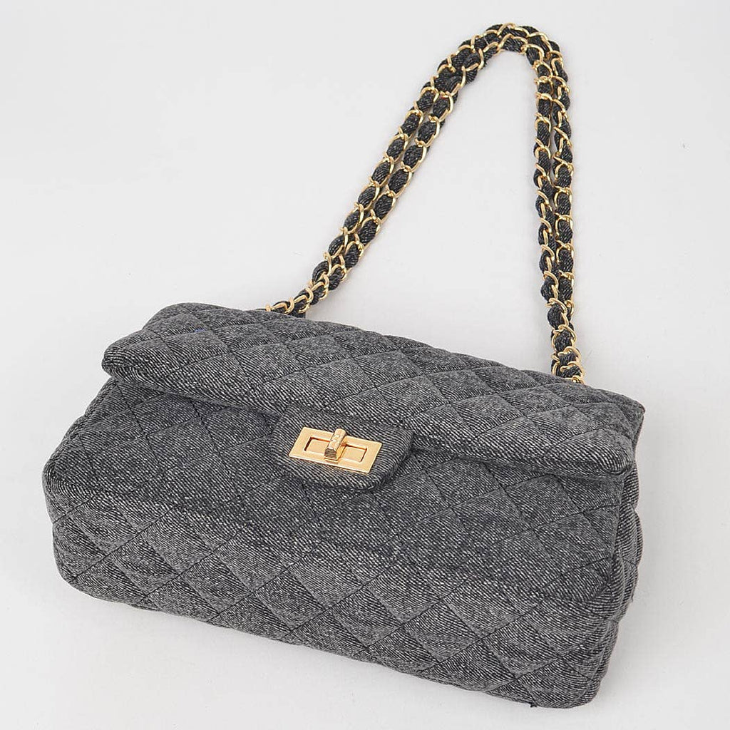 Quilted Denim Shoulder Bag
