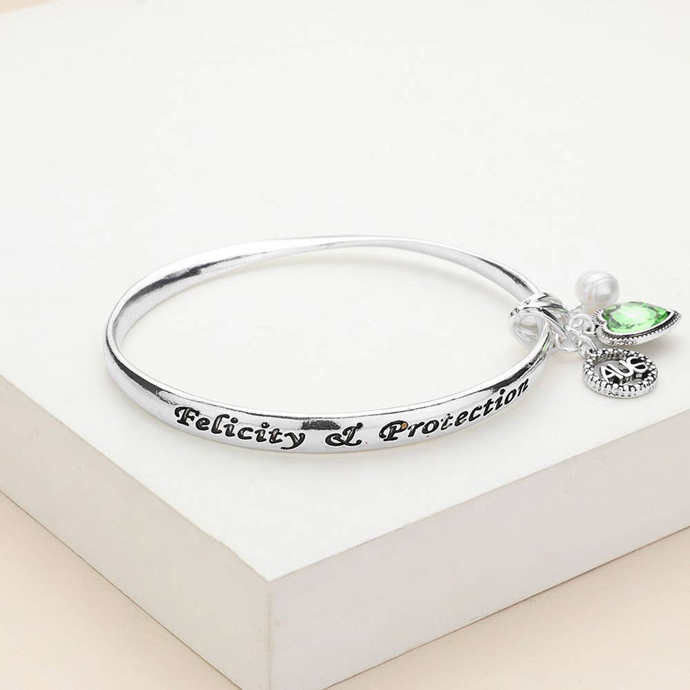 Heart Birthday Stone Charm Dangle Bracelet