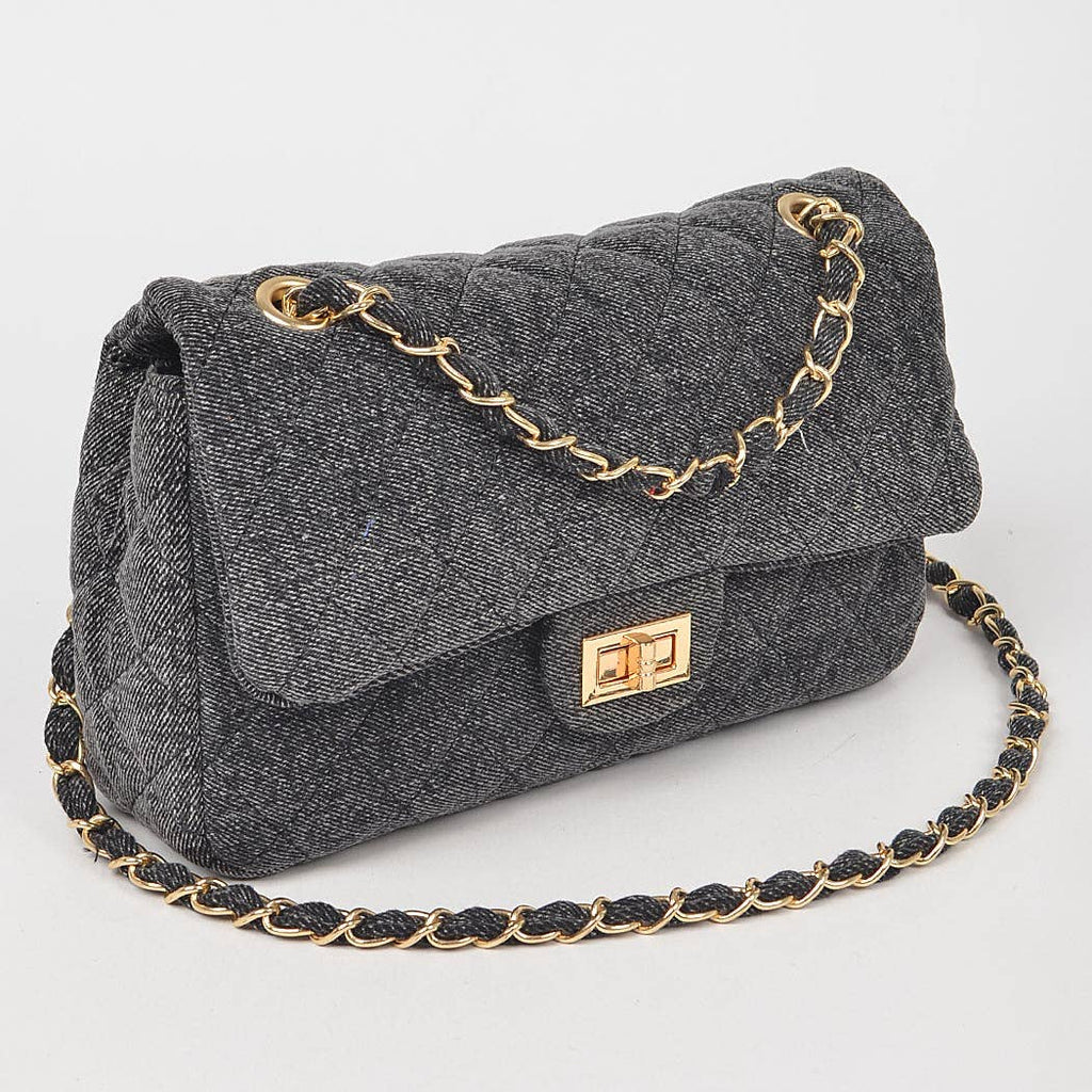 Quilted Denim Shoulder Bag