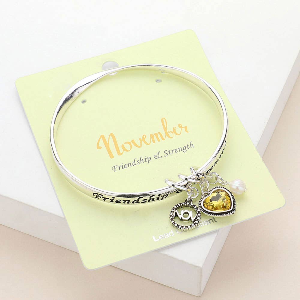 Heart Birthday Stone Charm Dangle Bracelet