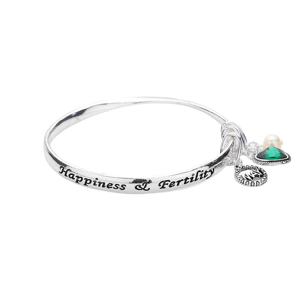 Heart Birthday Stone Charm Dangle Bracelet