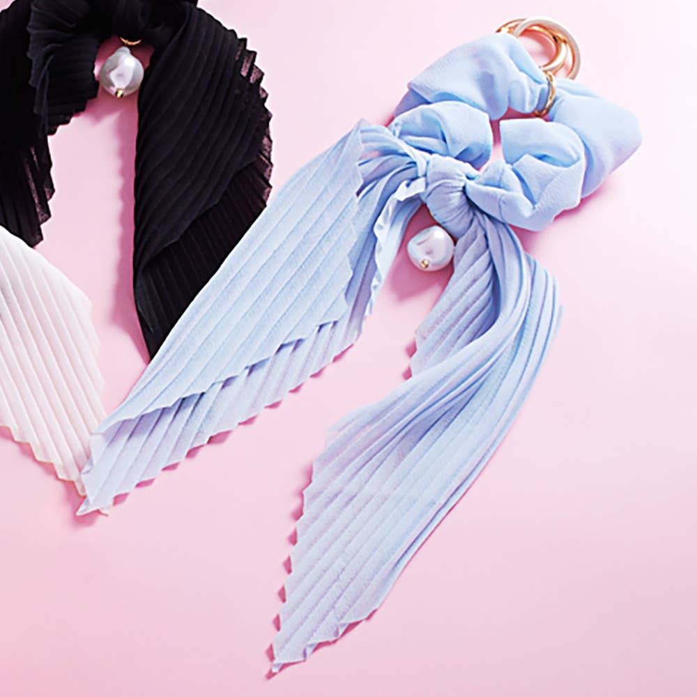 Pearl Stretch Ribbon Keychain Bracelet Scrunchie Hairband